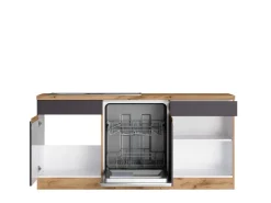Held Möbel Kühlschränke|Winkelküchen<Winkelküche Turin 300 x 240 cm mit E-Geräten Graphit-Wotaneiche