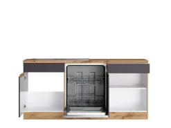 Held Möbel Kühlschränke|Winkelküchen<Winkelküche Turin 360 x 240 cm mit E-Geräten Graphit-Wotaneiche