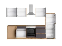 Held Möbel Kühlschränke|Kochfelder<Winkelküche Turin 240 x 300 cm mit E-Geräten Graphit-Wotaneiche