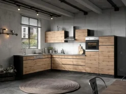 Held Möbel Winkelküchen|Kochfelder<Winkelküche Turin 360 x 240 cm Wotaneiche-Graphit mit E-Geräten Eiche Graphit