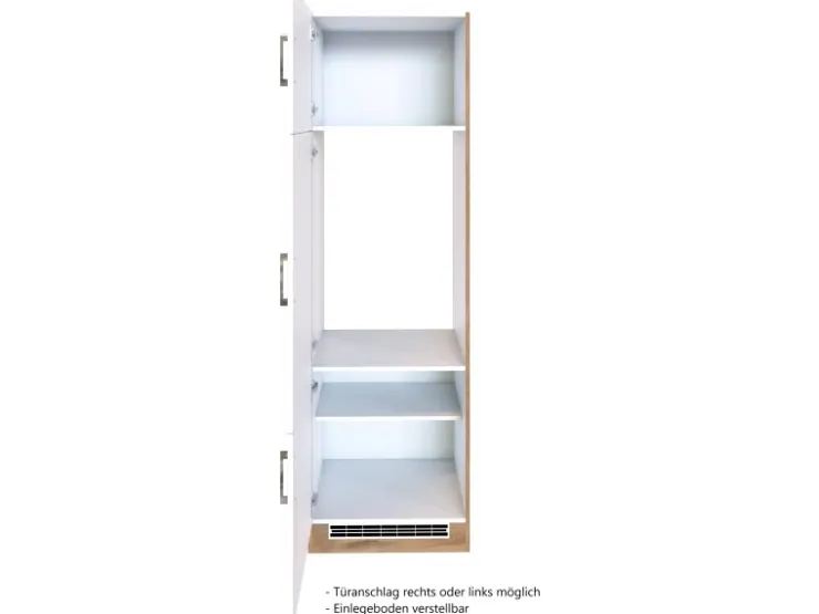Best Held Möbel Held Möel Küchen-Kühlschr.umau Sorrento 60x200xT60cm Nische Weiß-WotanEiche