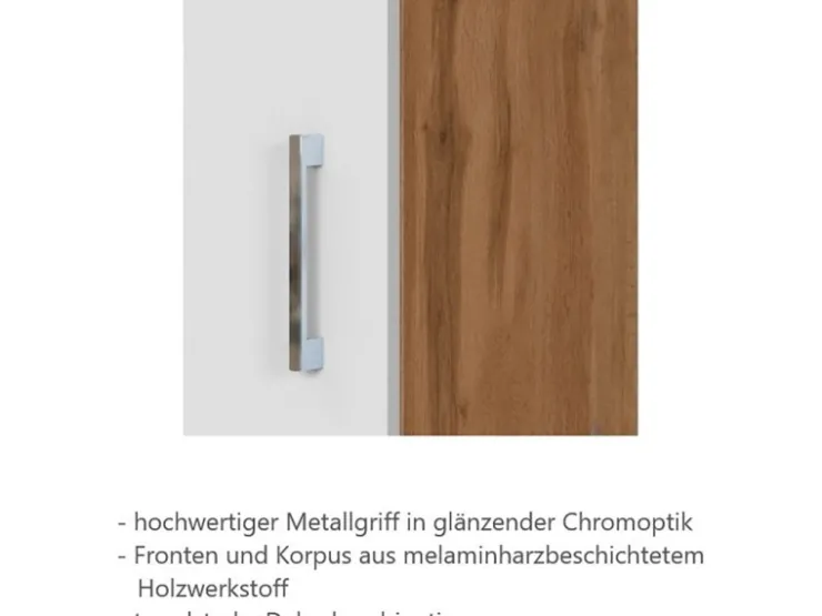 Best Held Möbel Held Möel Küchen-Kühlschr.umau Sorrento 60x200xT60cm Nische Weiß-WotanEiche