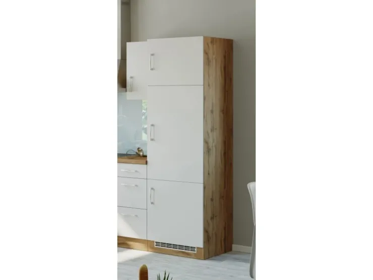 Best Held Möbel Held Möel Küchen-Kühlschr.umau Sorrento 60x200xT60cm Nische Weiß-WotanEiche