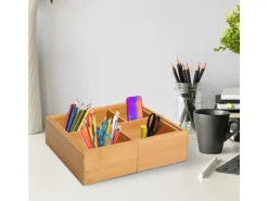 Discount Aufbewahrungsbox Organizer Ausziehbar Bambus Natur 24,6 x 17,6 x 7 cm Küchen-Ordnungssysteme