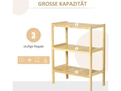 Discount Badregal mit 3 Ebenen für Bad Küche Wohnzimmer Flur 62 x 33 x 80 cm Küchen-Ordnungssysteme|Küchenregale