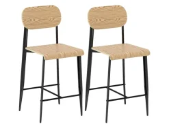 Discount HOMCOM Barhocker 2er Set Barstuhl Küchenstuhl Naturholz+Schwarz