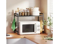 Discount HOMCOM Erweiterbares Mikrowellenregal Mikrowellenständer mit 3 Haken Küchenregal