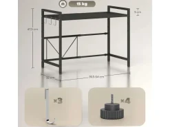 Discount HOMCOM Erweiterbares Mikrowellenregal Mikrowellenständer mit 3 Haken Küchenregal