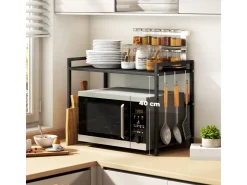 Discount HOMCOM Erweiterbares Mikrowellenregal Mikrowellenständer mit 3 Haken Küchenregal