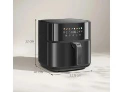HOMCOM Haushaltsgeräte<Heißluftfritteuse Stahl Kunststoff 41L x 32,5B x 32H cm Schwarz