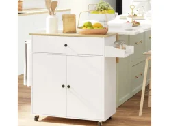 Discount Kücheninsel mit Arbeitsplatte Spanplatte MDF Weiß 106L x 42B x 87H cm Kücheninseln