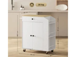 Clearance Kücheninsel mit Arbeitsplatte Spanplatte MDF Weiß 82L x 38B x 86,5H cm Kücheninseln|Servierwagen