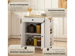 Clearance Kücheninsel mit Arbeitsplatte Spanplatte MDF Weiß 82L x 38B x 86,5H cm Kücheninseln|Servierwagen