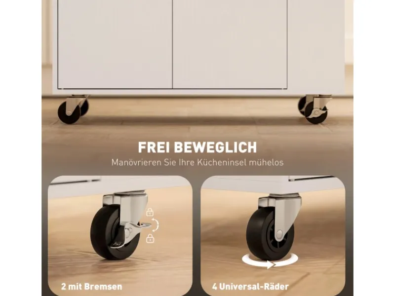 Clearance Kücheninsel mit Arbeitsplatte Spanplatte MDF Weiß 82L x 38B x 86,5H cm Kücheninseln|Servierwagen