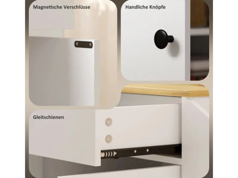 Clearance Kücheninsel mit Arbeitsplatte Spanplatte MDF Weiß 82L x 38B x 86,5H cm Kücheninseln|Servierwagen