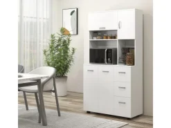 HOMCOM Küchenschränke<Küchenschrank MDF Spanplatte 89L x 39,5B x 168H cm Weiß
