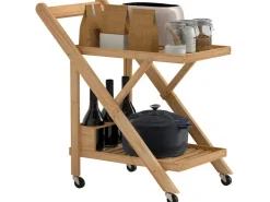 Discount HOMCOM Küchenwagen mit Arbeitsplatte Bambus Naturholz 66L x 40B x 70H cm
