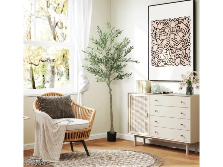 Clearance HOMCOM Künstlicher Olivenbaum Groß 180 cm Plastik Künstliche Pflanzen