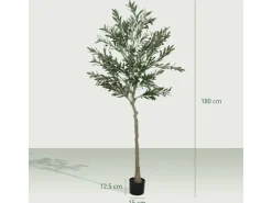 Clearance HOMCOM Künstlicher Olivenbaum Groß 180 cm Plastik Künstliche Pflanzen