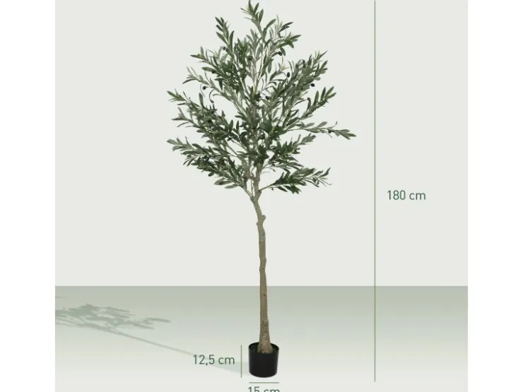 Clearance HOMCOM Künstlicher Olivenbaum Groß 180 cm Plastik Künstliche Pflanzen
