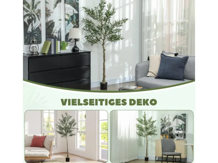 Clearance HOMCOM Künstlicher Olivenbaum Groß 180 cm Plastik Künstliche Pflanzen