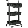 HOMCOM Servierwagen<Servierwagen mit Haken Stahl ABS Schwarz 42L x 38B x 86,5H cm