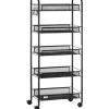 HOMCOM Servierwagen<Servierwagen mit Haken Stahl Schwarz 45L x 26,5B x 106H cm