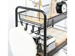 HOMCOM Servierwagen<Servierwagen mit Haken Stahl Schwarz 45L x 26,5B x 106H cm