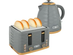 Online Wasserkocher und Toaster Set Stahl Grau 24,1L x 19,5B x 23,2H cm Kaffeemaschinen|Haushaltsgeräte