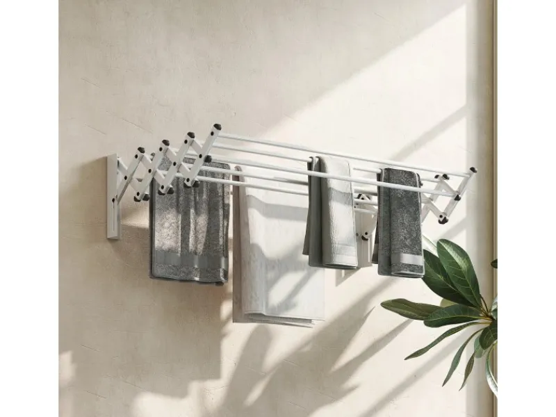 Clearance Wäscheständer Wand Ausziehbar Wäschetrockner 86 x 61 x 22 cm Silber Wäschetrockner