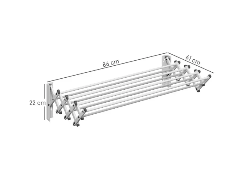 Clearance Wäscheständer Wand Ausziehbar Wäschetrockner 86 x 61 x 22 cm Silber Wäschetrockner