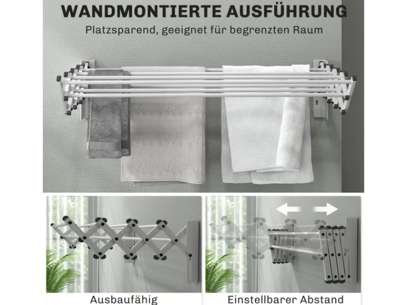 Clearance Wäscheständer Wand Ausziehbar Wäschetrockner 86 x 61 x 22 cm Silber Wäschetrockner