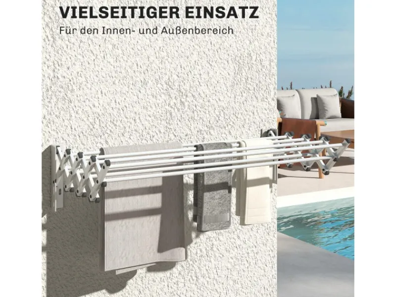 Clearance Wäscheständer Wand Ausziehbar Wäschetrockner 86 x 61 x 22 cm Silber Wäschetrockner