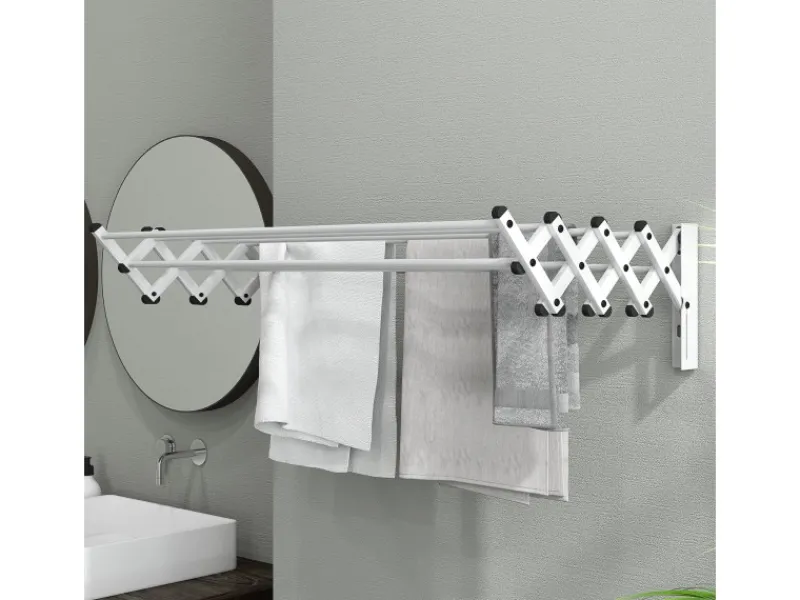 Clearance Wäscheständer Wand Ausziehbar Wäschetrockner 86 x 61 x 22 cm Silber Wäschetrockner