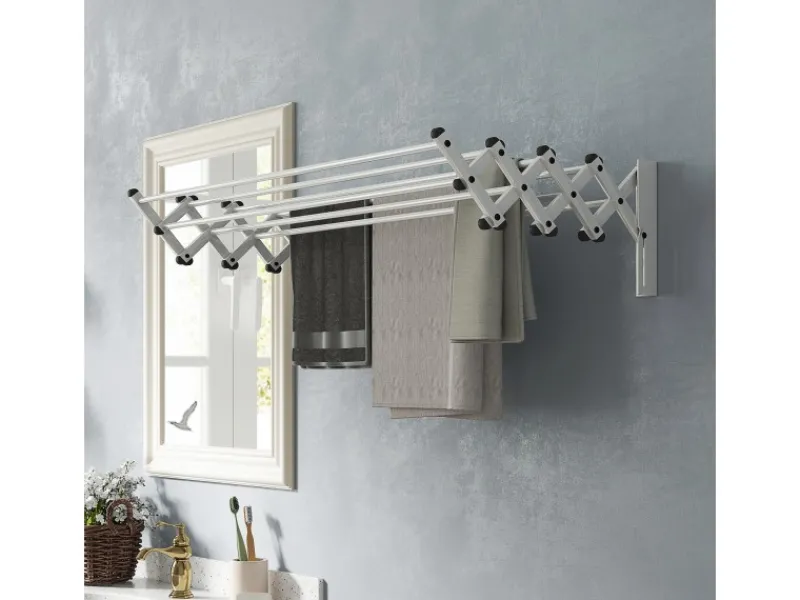 Clearance Wäscheständer Wand Ausziehbar Wäschetrockner 86 x 61 x 22 cm Silber Wäschetrockner