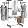 Discount HOMCOM Wäschetrockner mit Rollen 3 Ebenen Klappbar Stahl Grau 142 x 55 x 152 cm