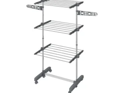 Discount HOMCOM Wäschetrockner mit Rollen 3 Ebenen Klappbar Stahl Grau 142 x 55 x 152 cm
