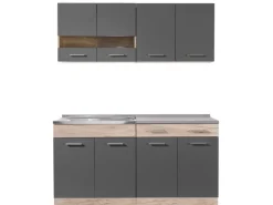 New Küchenzeile 160 cm Eiche Grau Single-Küchen