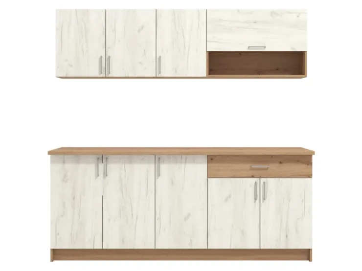 Homestyle4u Miniküchen|Küchenregale<Küchenzeile ohne Geräte 200 cm Eiche