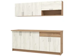 Homestyle4u Miniküchen|Küchenregale<Küchenzeile ohne Geräte 200 cm Eiche