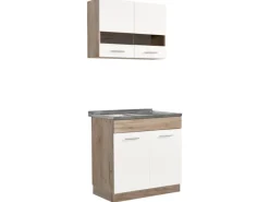 Sale Küchenzeile ohne Geräte 80x180x51 cm in Eiche Weiß 2323 Single-Küchen|Miniküchen