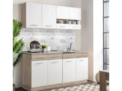 Sale Küchenzeile ohne Geräte 80x180x51 cm in Eiche Weiß 2323 Single-Küchen|Miniküchen