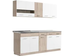 Online Homestyle4u Küchenzeile ohne Geräte 200 cm Eiche Matt 2356