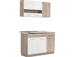 New Homestyle4u Küchenzeile ohne Geräte 120x206,5x60 cm in Eiche Braun 2358