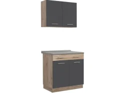 Clearance Homestyle4u Küchenzeile 80x207x60 in Grau 2361