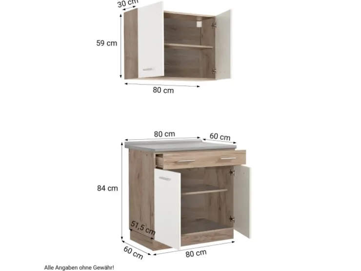 Sale Homestyle4u Küchenzeile 80x207x60 in Weiß 2360