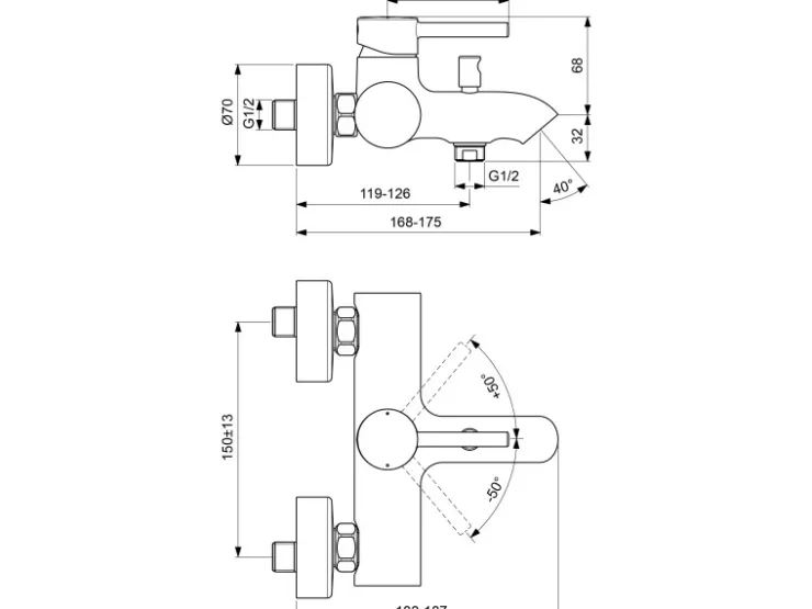 Ideal Standard Einhebelmischer<Badearmatur Ceraline AP Chrom