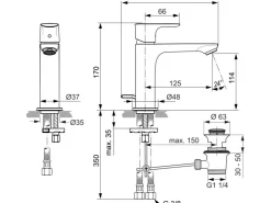 Discount Ideal Standard Waschtischarmatur Connect Air Grande Slim Chrom