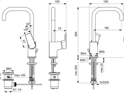 Clearance Ideal Standard Waschtischarmatur Tesi mit hohem Auslauf Chrom