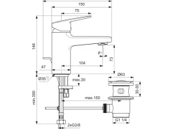 Sale Ideal Standard Waschtischarmatur Ceraplan Chrom H75 Idealfix-Befestigung